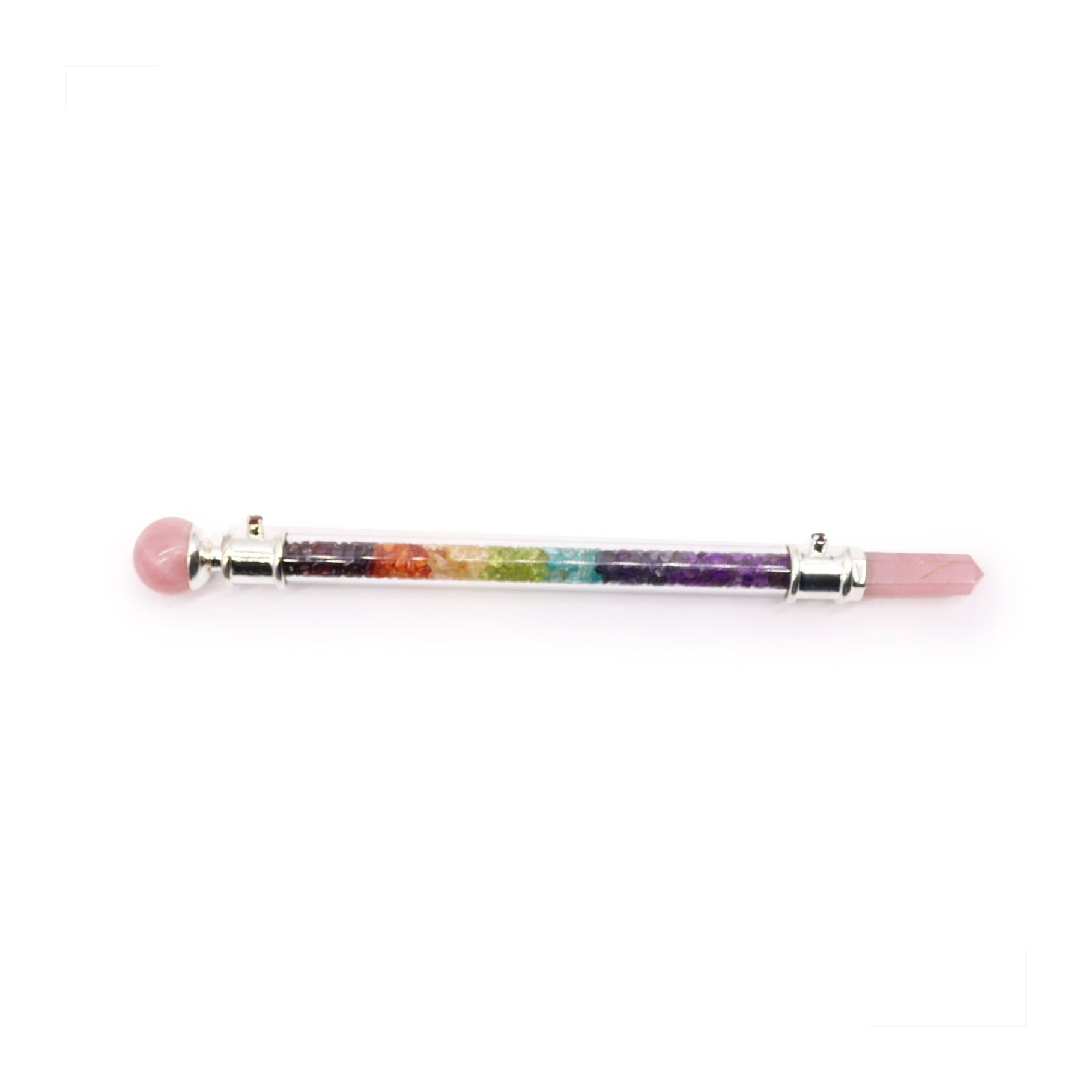Slim 7 chakra gemstone wand in rose quartz