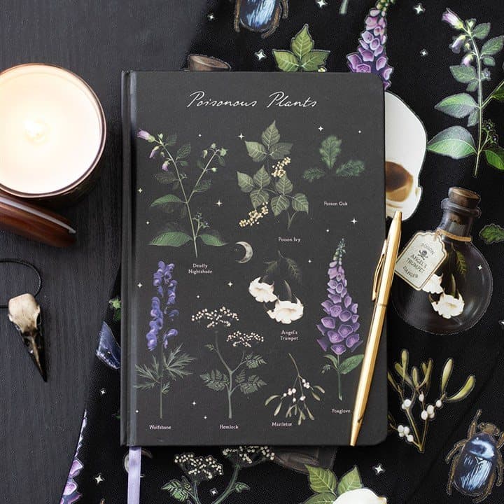 A5 notebook with an intricate poisonous plants design