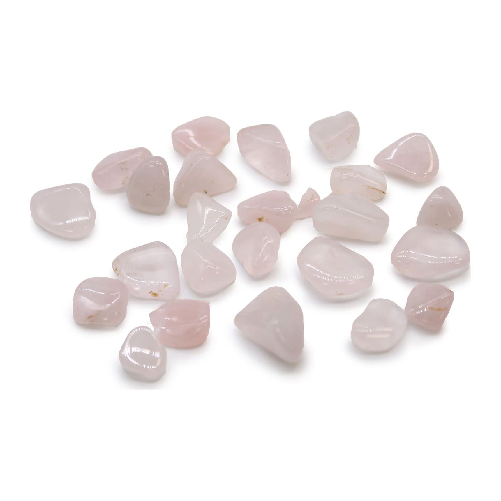 Pink rose quartz tumble stones in pale to deep shades