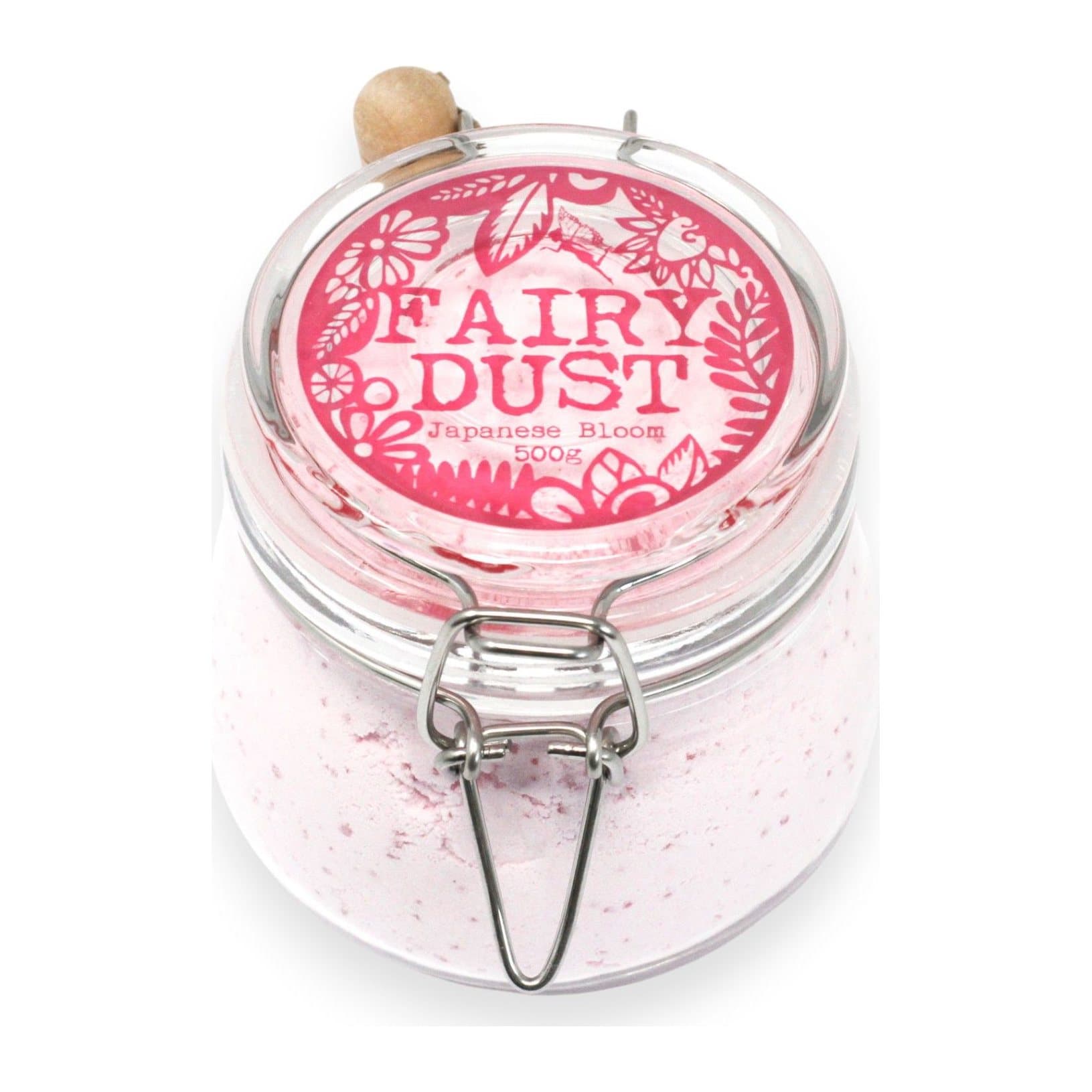 500 g glass Kilner jar of Agnes + Cat Fairy Dust bath powder with wooden scoop
