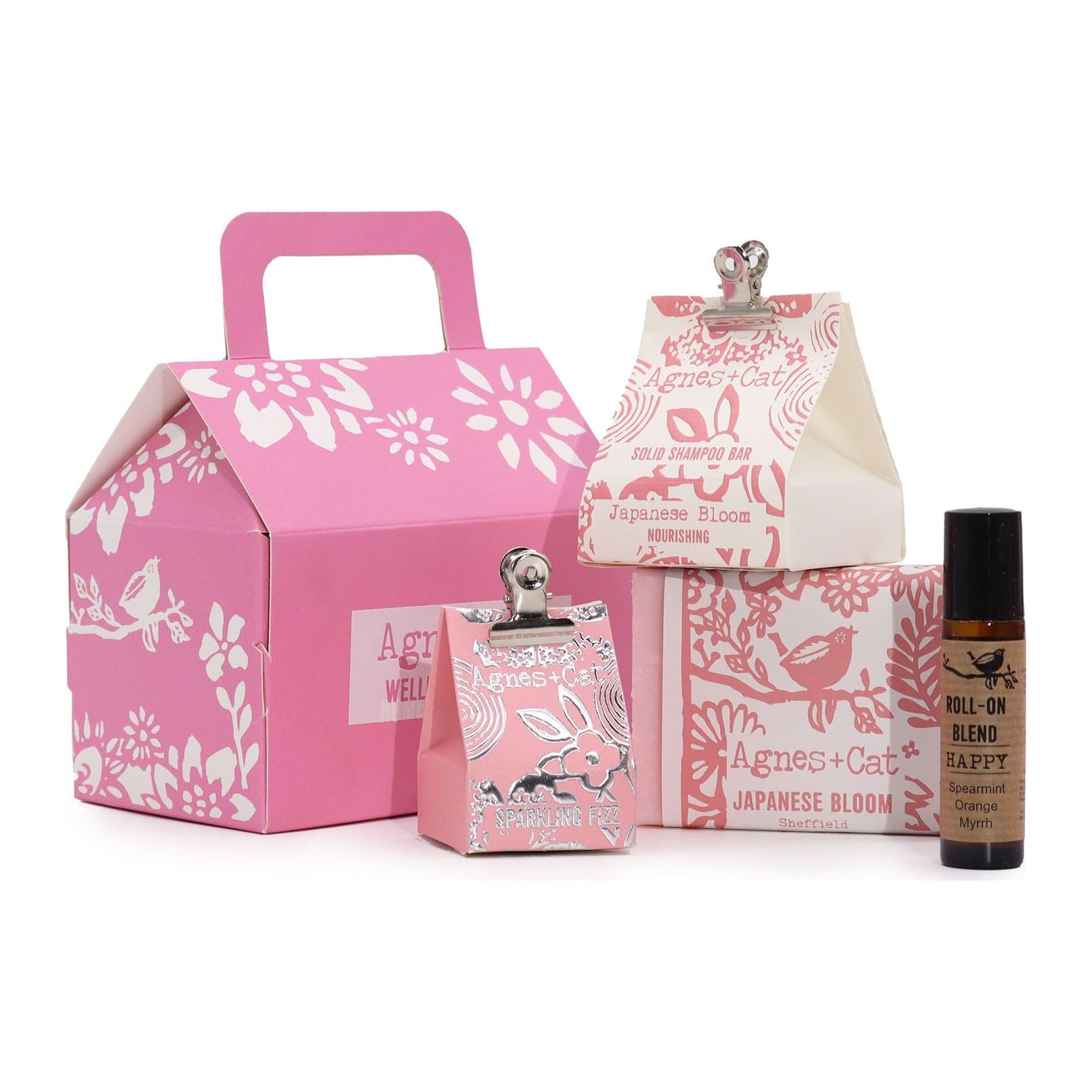 Agnes + Cat house-shaped gift box with floral cut-out details