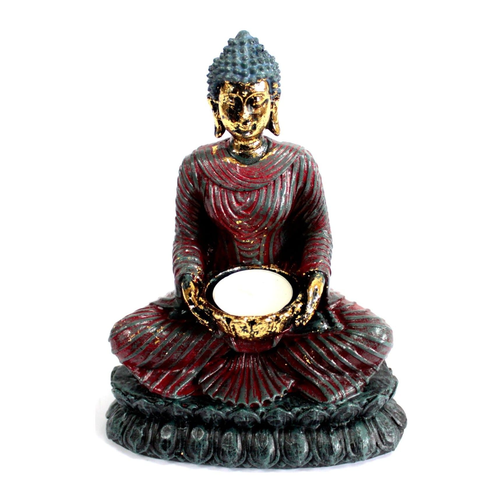 Resin Buddha devotee candle holder