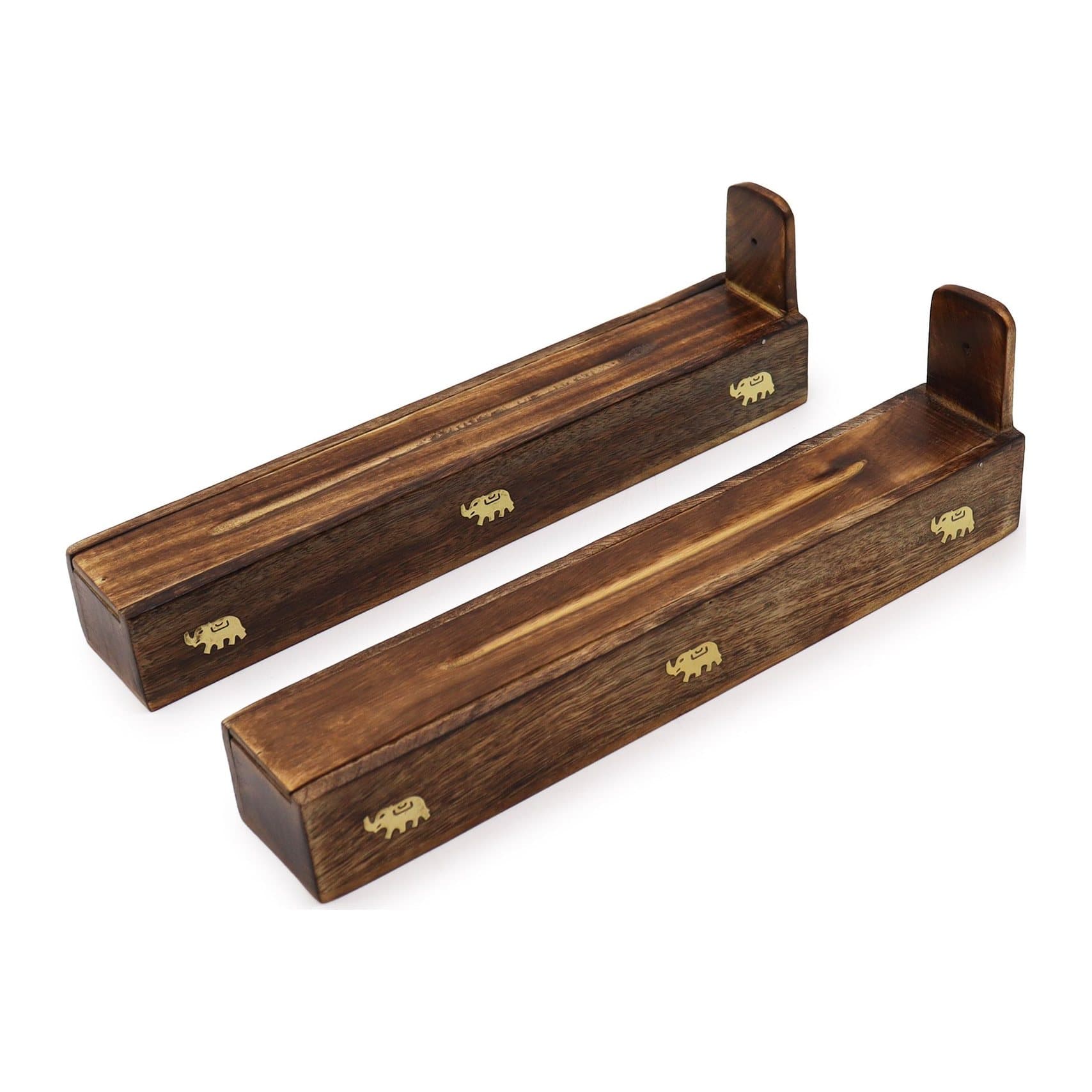 Long narrow mango wood incense box