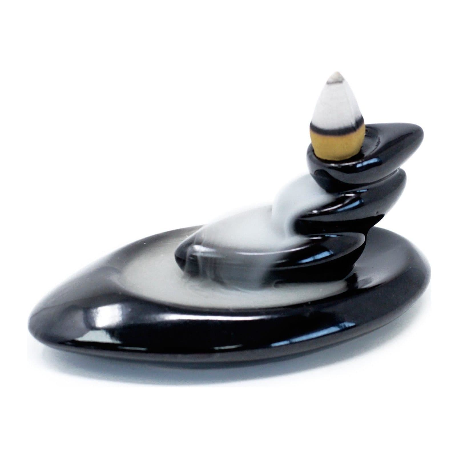Small ceramic backflow incense burner in a pebbles design