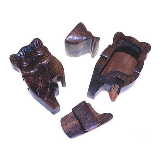 Owl design wooden puzzle box