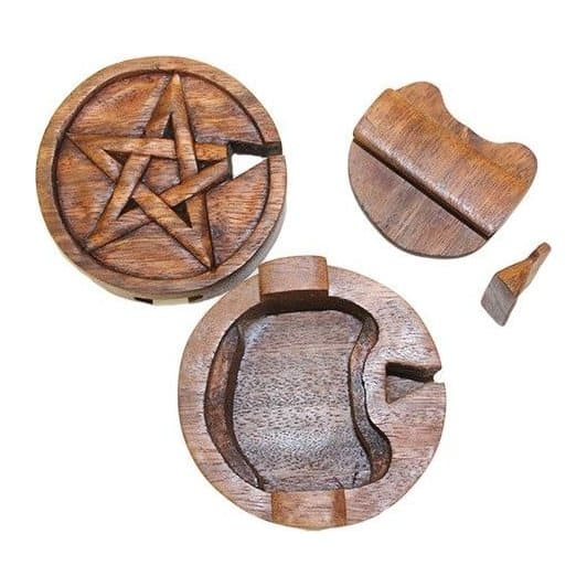 Pentagon design wooden puzzle box