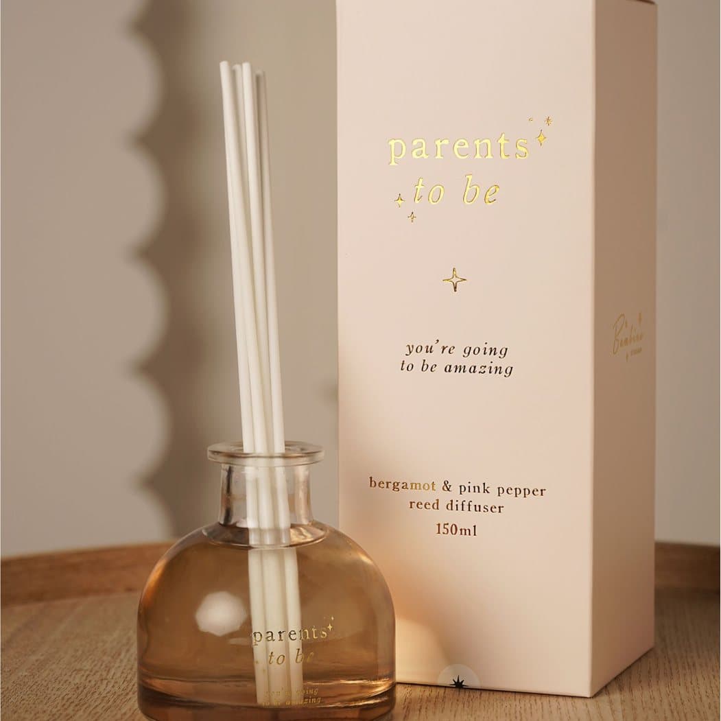 Parents To Be reed diffuser with star detailing in neutral tones
