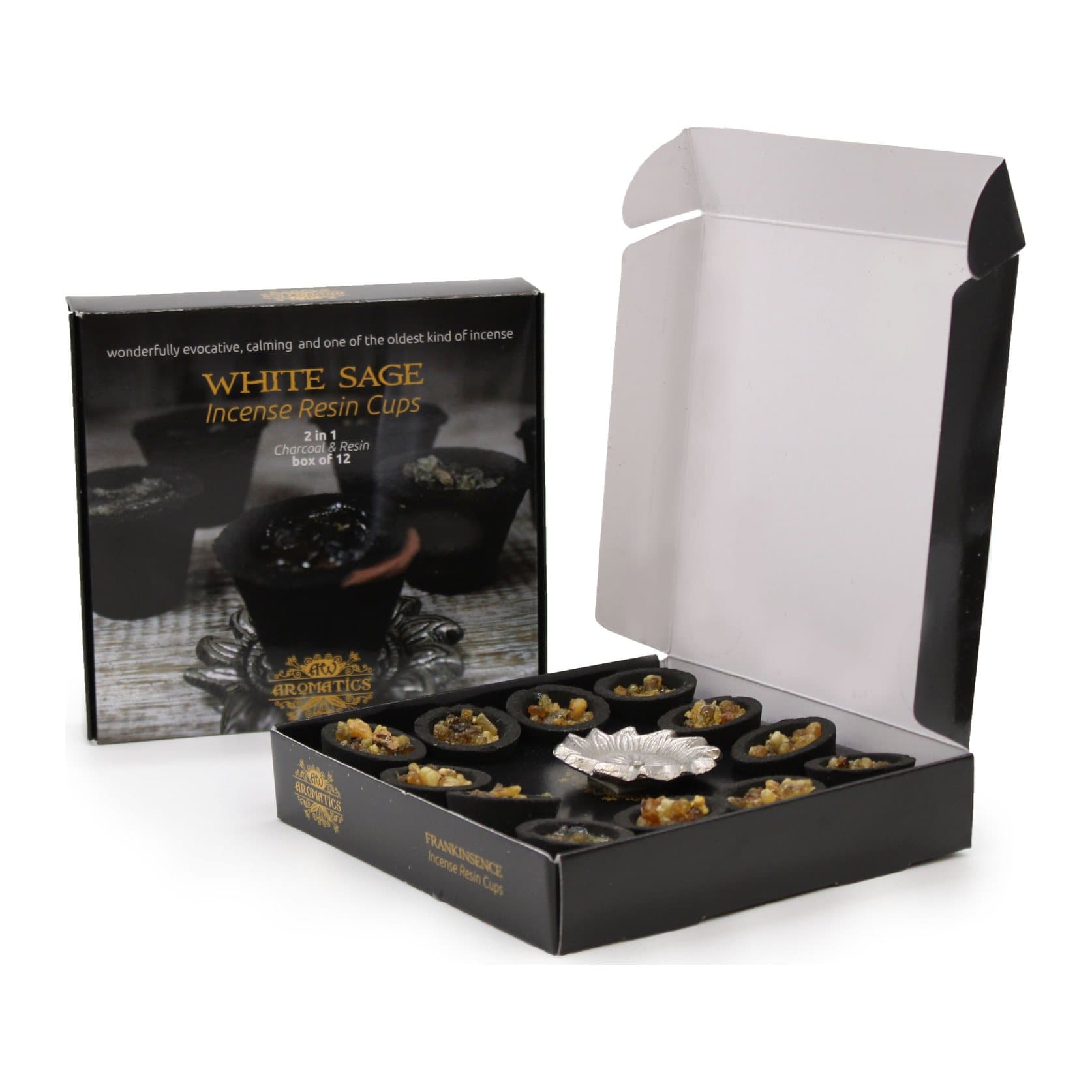 Box of 12 resin incense cups
