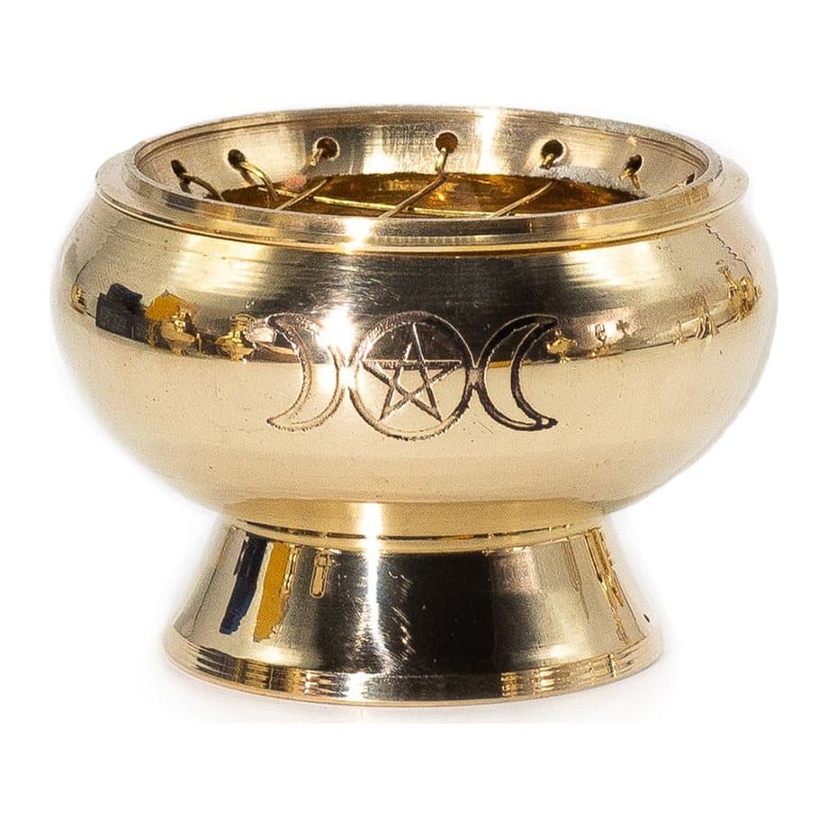 Small brass charcoal incense jar with a mesh top