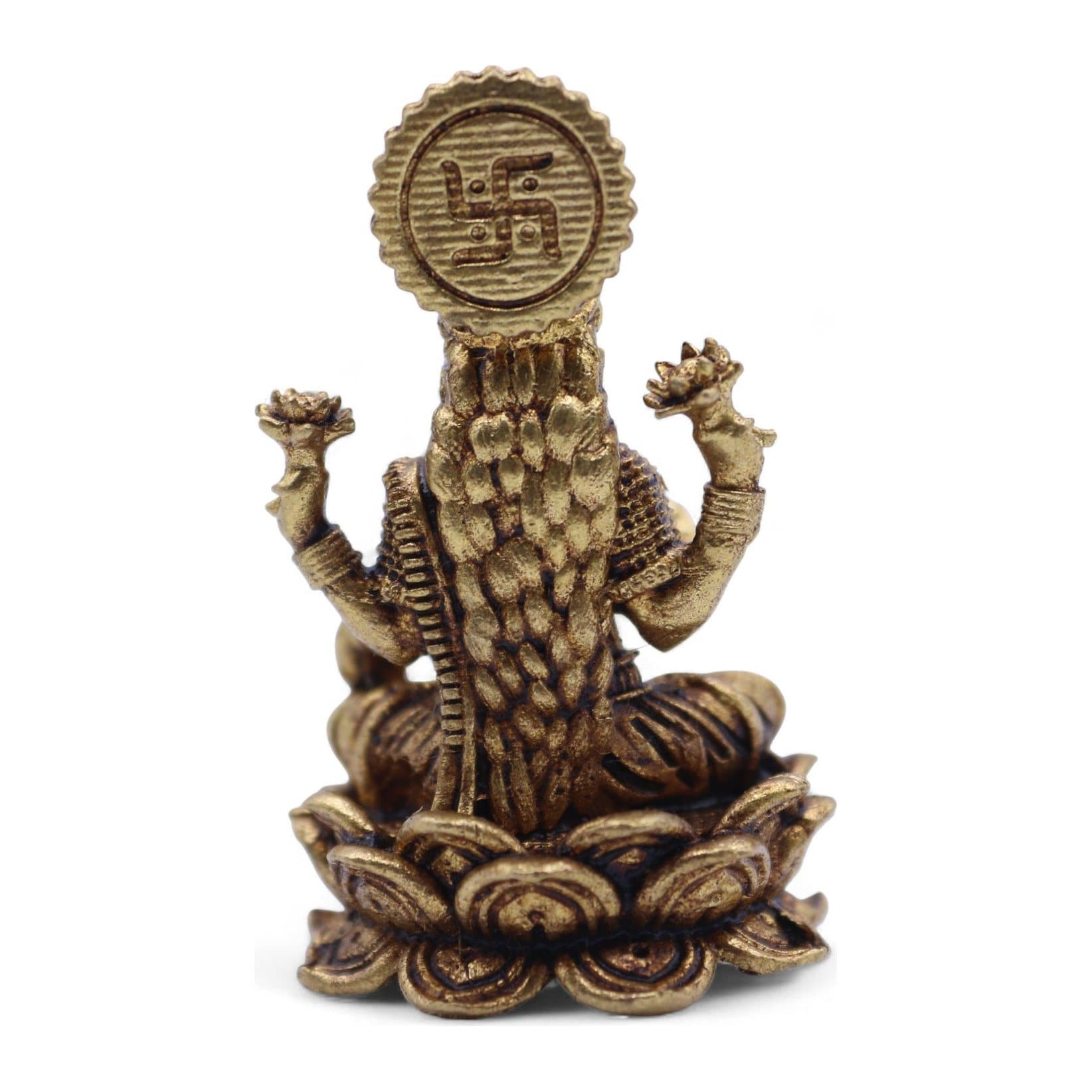 Miniature brass figurine of a Hindu goddess seated on a lotus