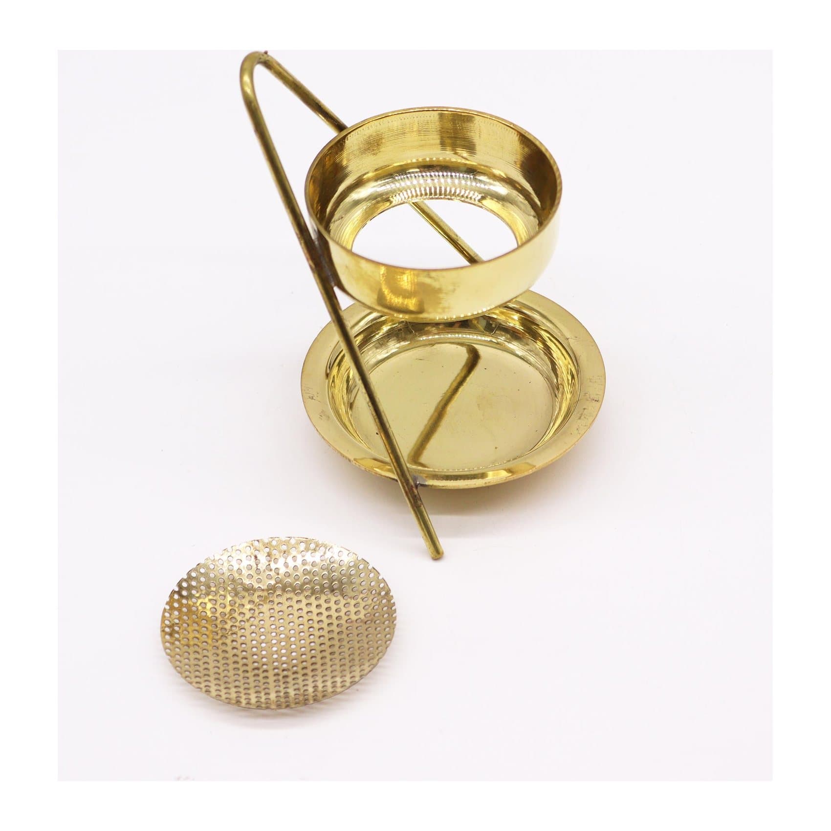 Brass resin incense warmer with a removable mesh