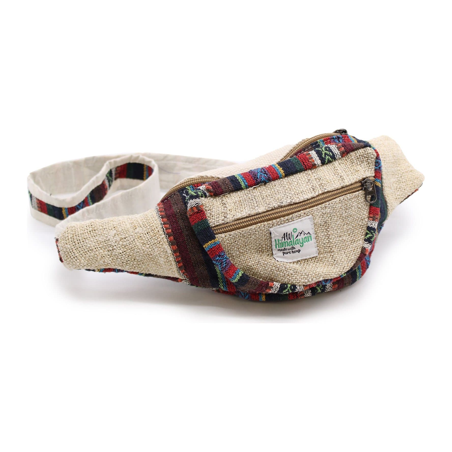 Hemp and cotton bum bag in a hippie style