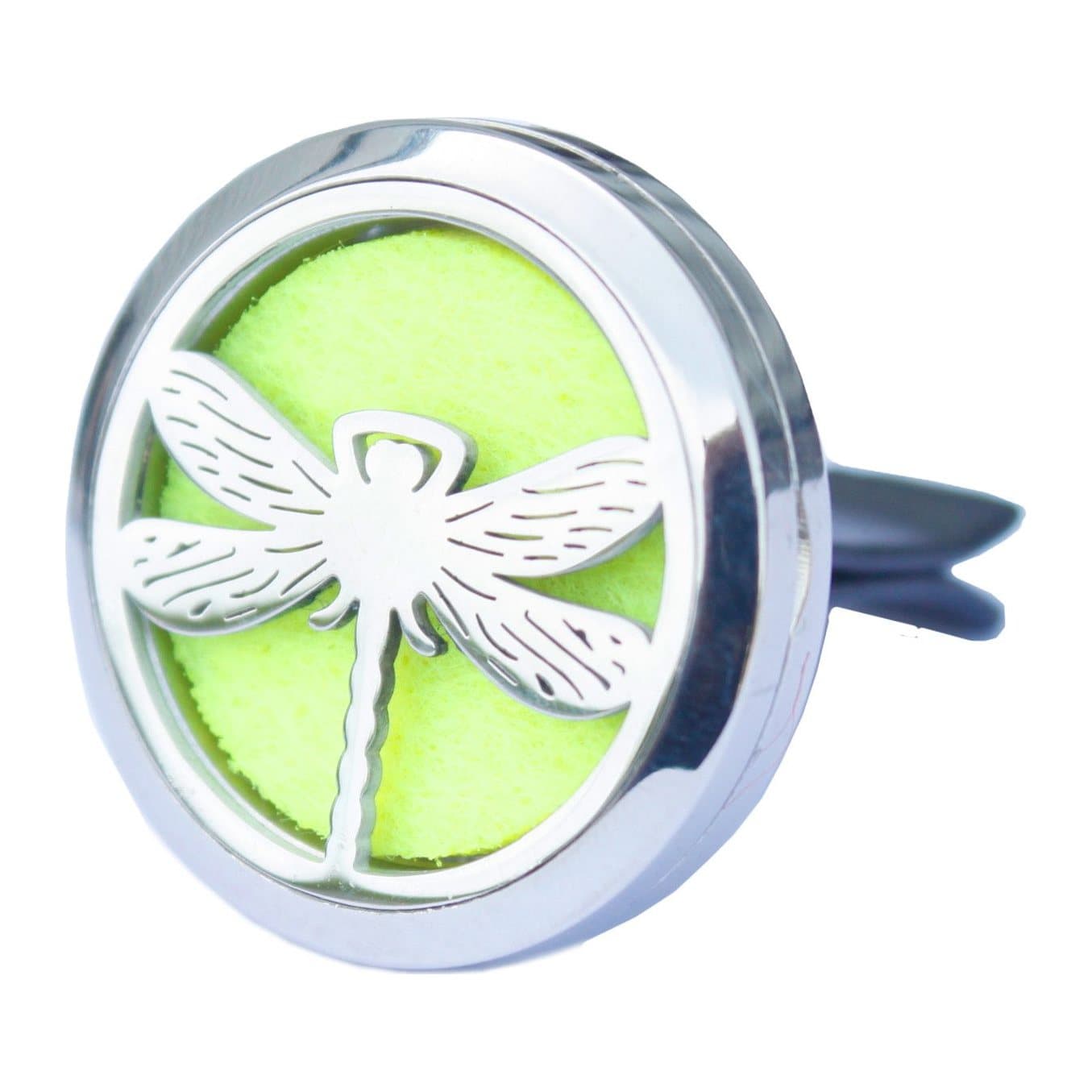 Dragonfly stainless steel car diffuser locket with felt pads
