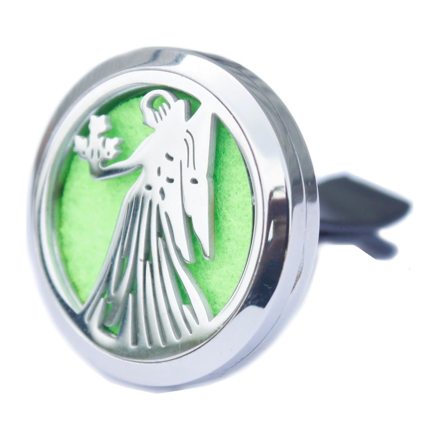 Stainless steel Guardian Angel locket car diffuser with felt pads