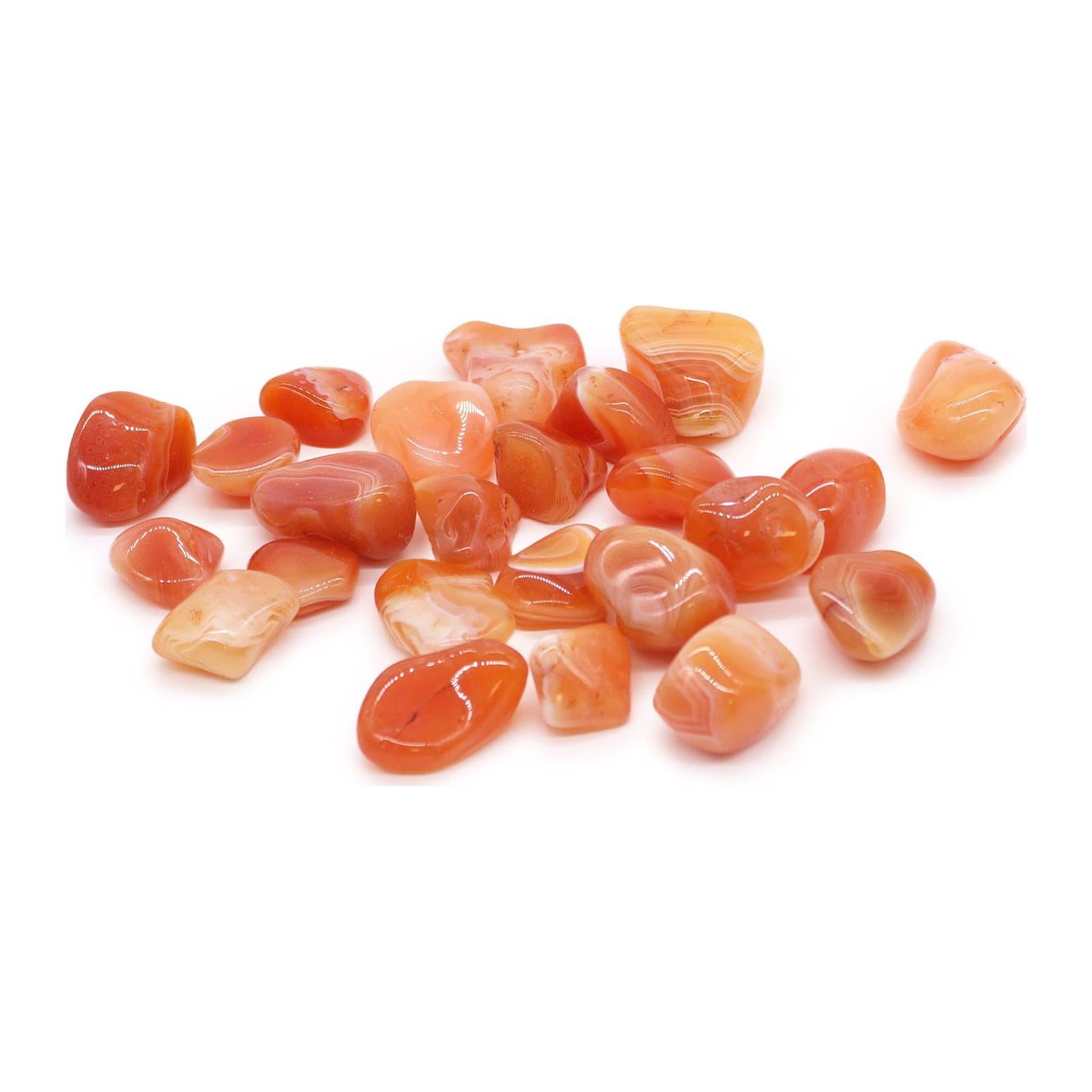 Polished carnelian tumble stones from a bag of 24 large stones