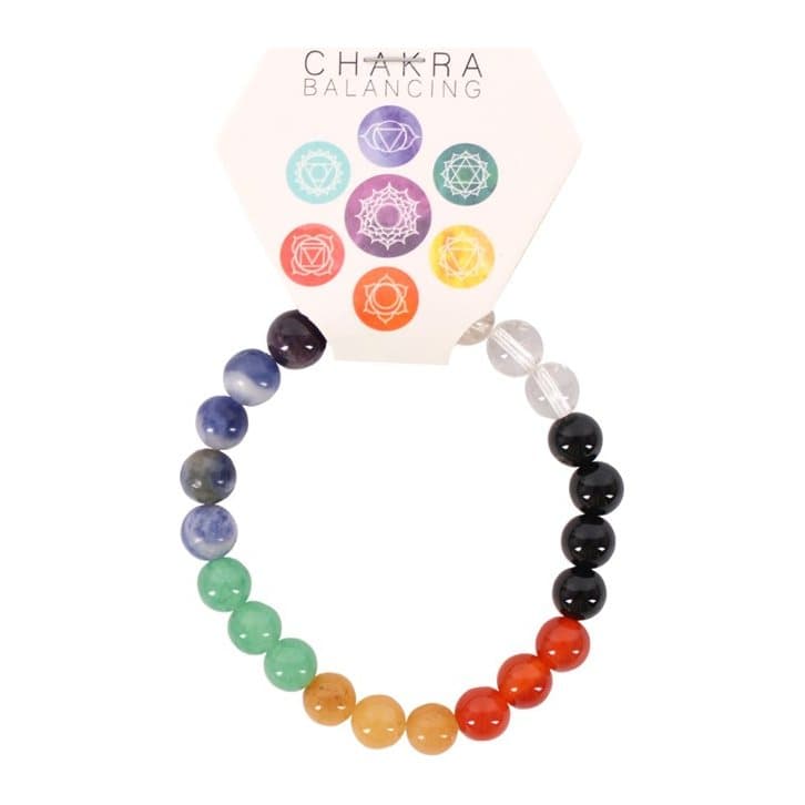 Chakra bracelet of rounded crystal beads