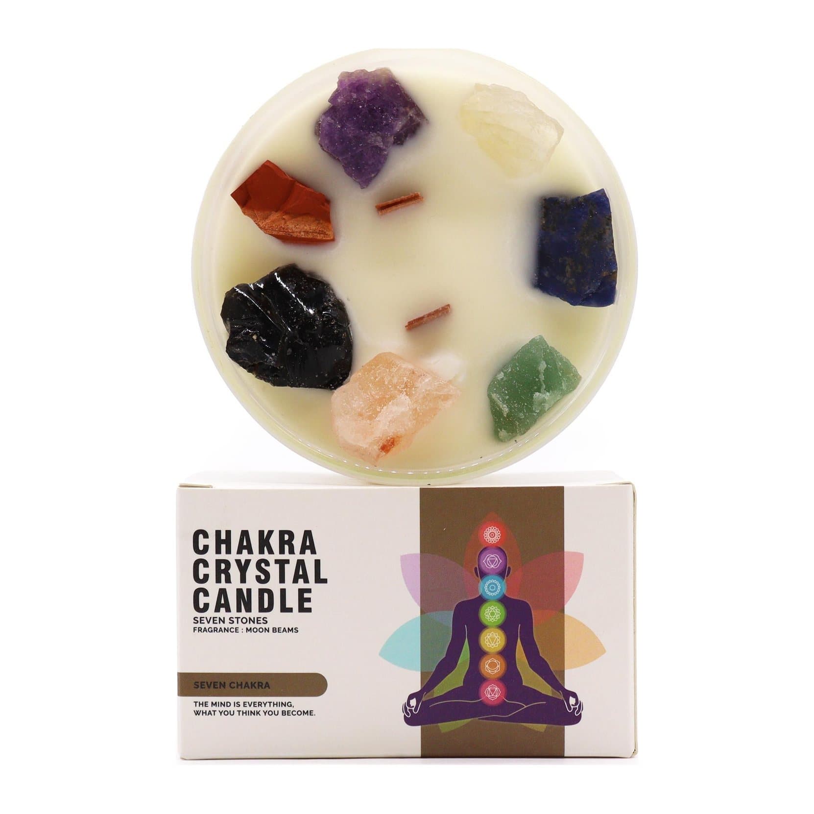 Chakra crystal candle with gemstones