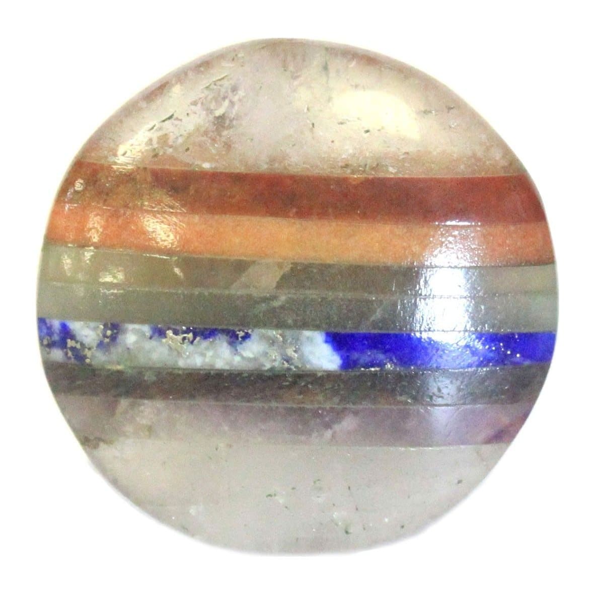 Chakra palm stone made of seven coloured gemstones