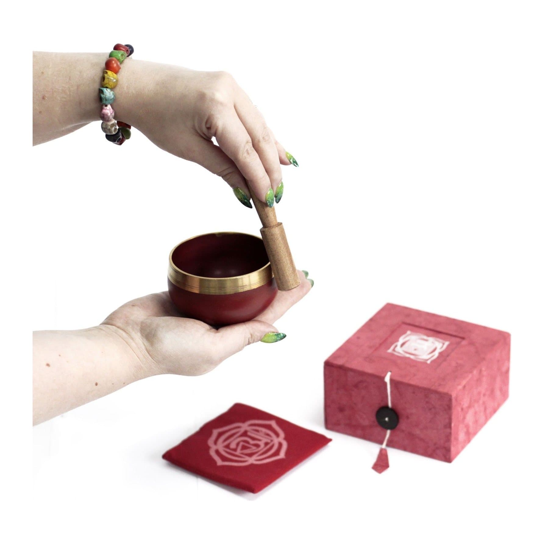 Root chakra singing bowl, small bowl with stick