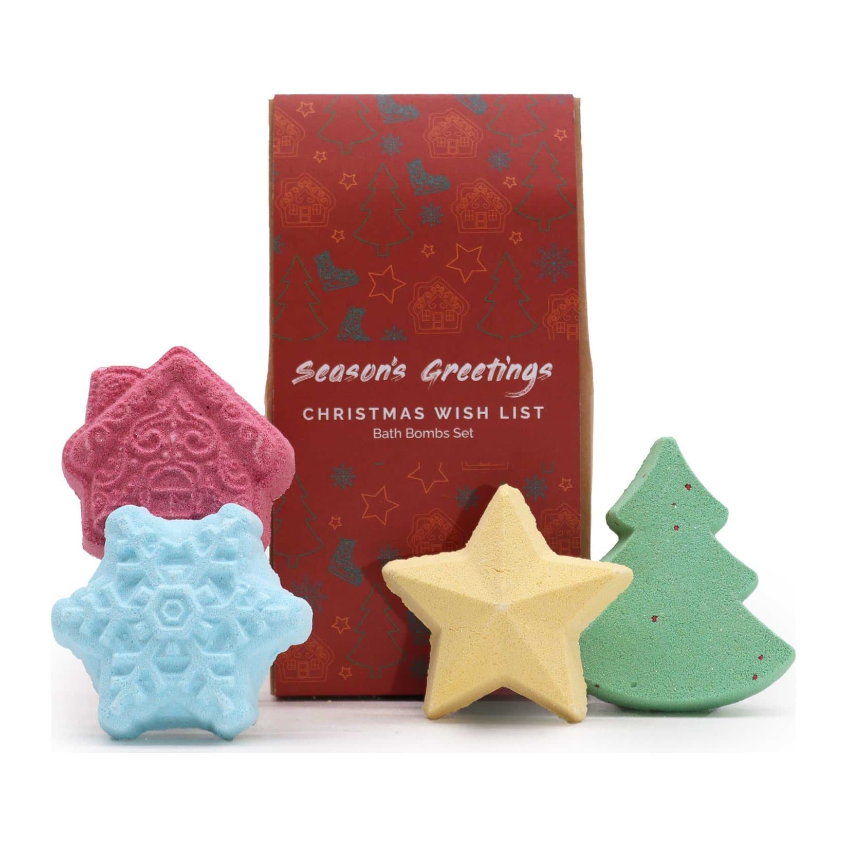 Christmas bath bomb gift pack of festive shaped bath bombs