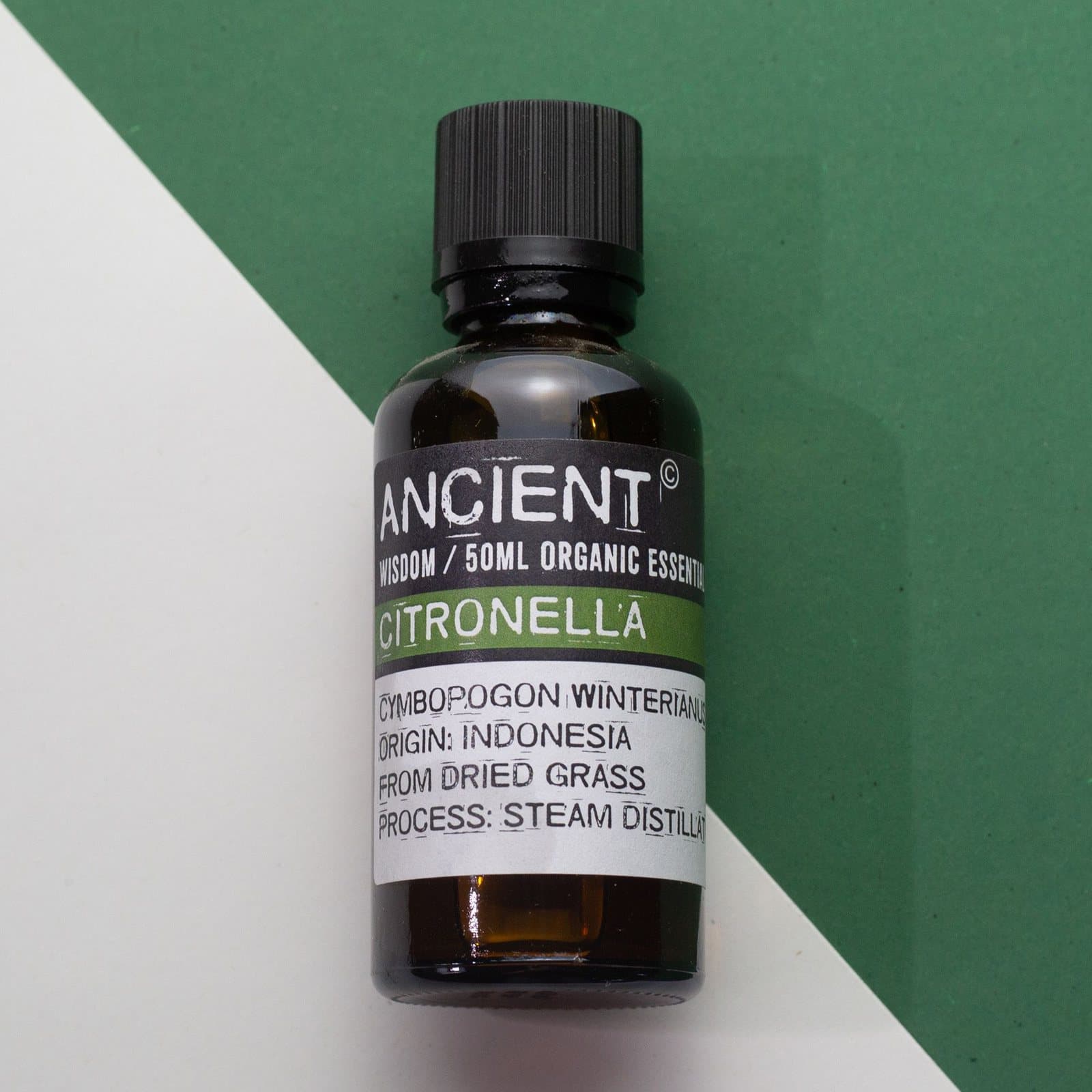 Bottle of citronella organic essential oil, 50 ml