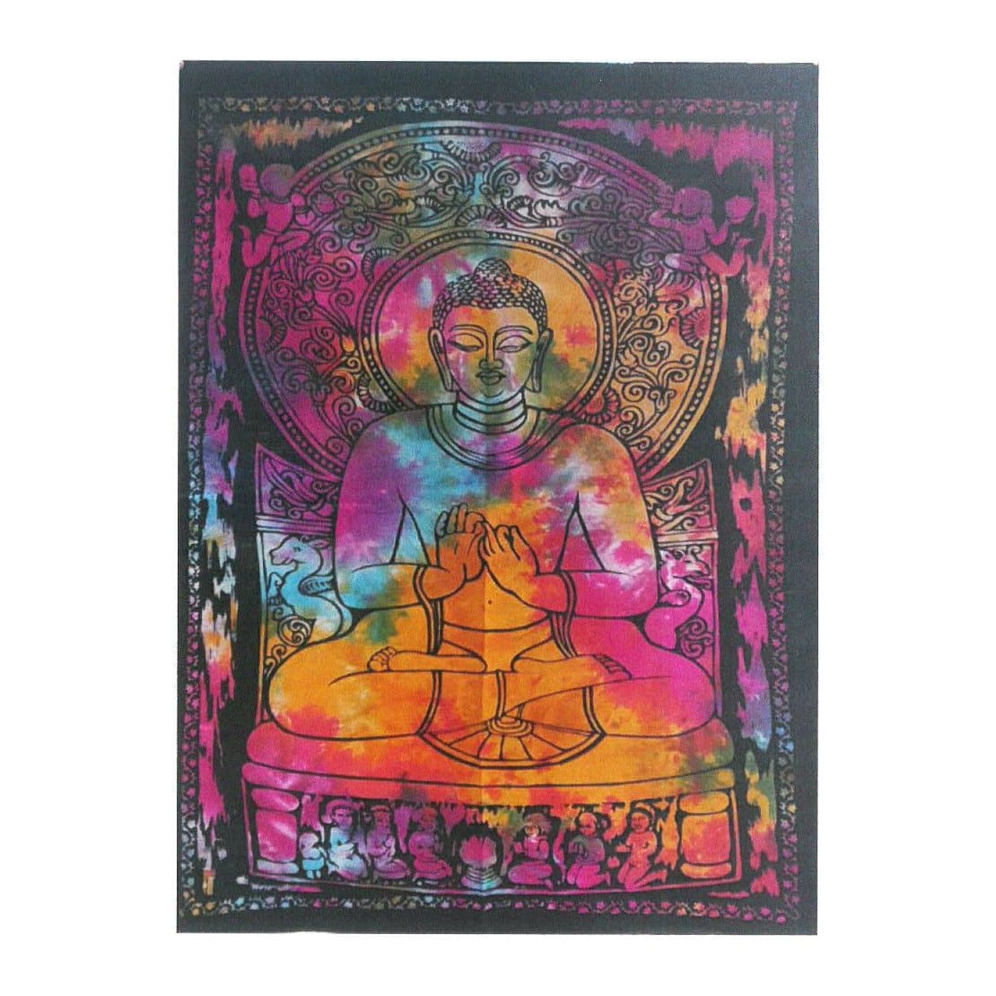 Cotton wall hanging with a Buddha design in vivid colours