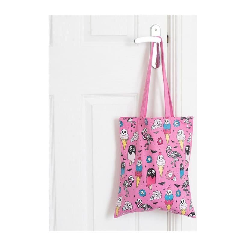 Dead Hot Days print polyester tote bag with hang tag
