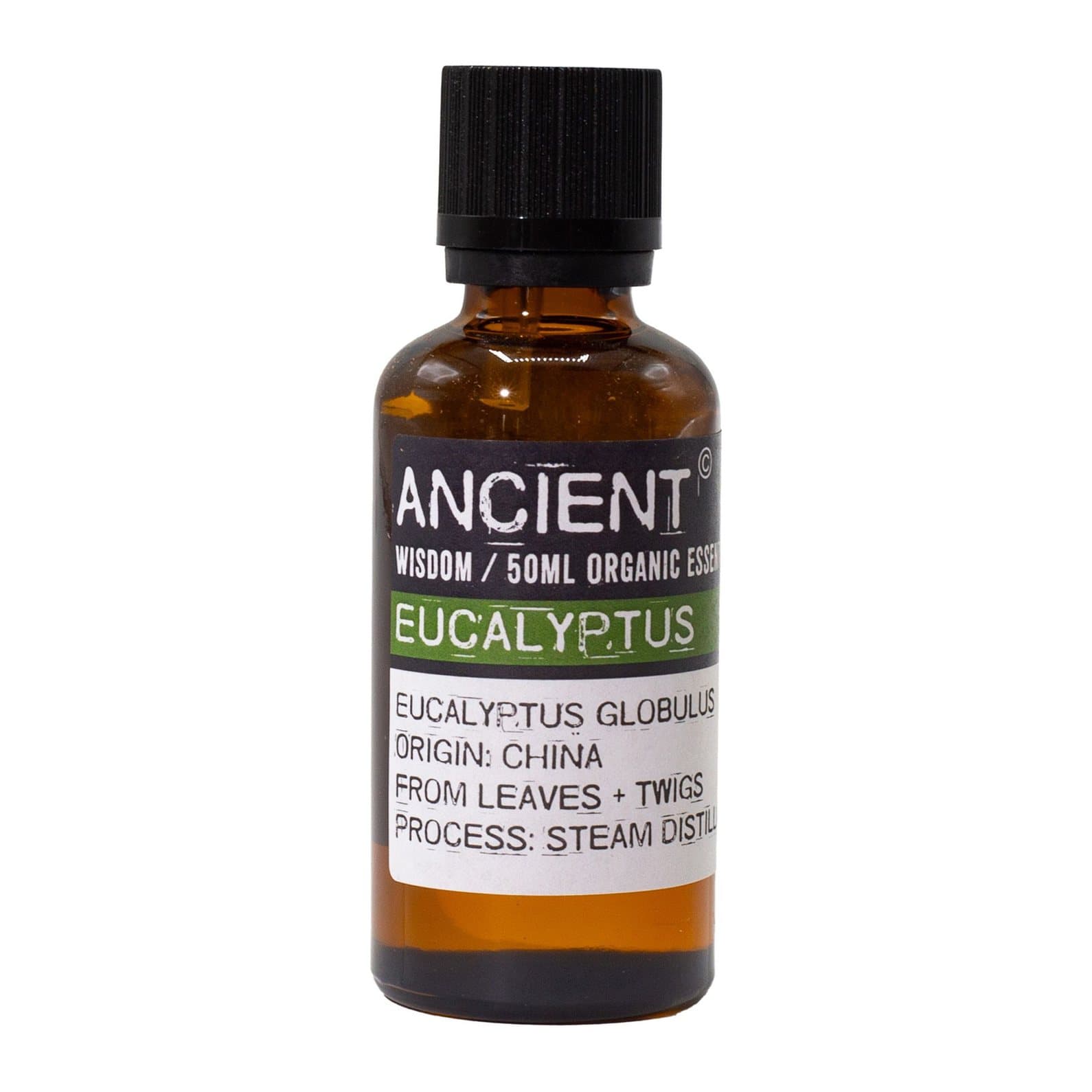Bottle of organic eucalyptus essential oil, 50 ml