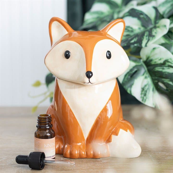 Ceramic fox-shaped oil burner and wax warmer
