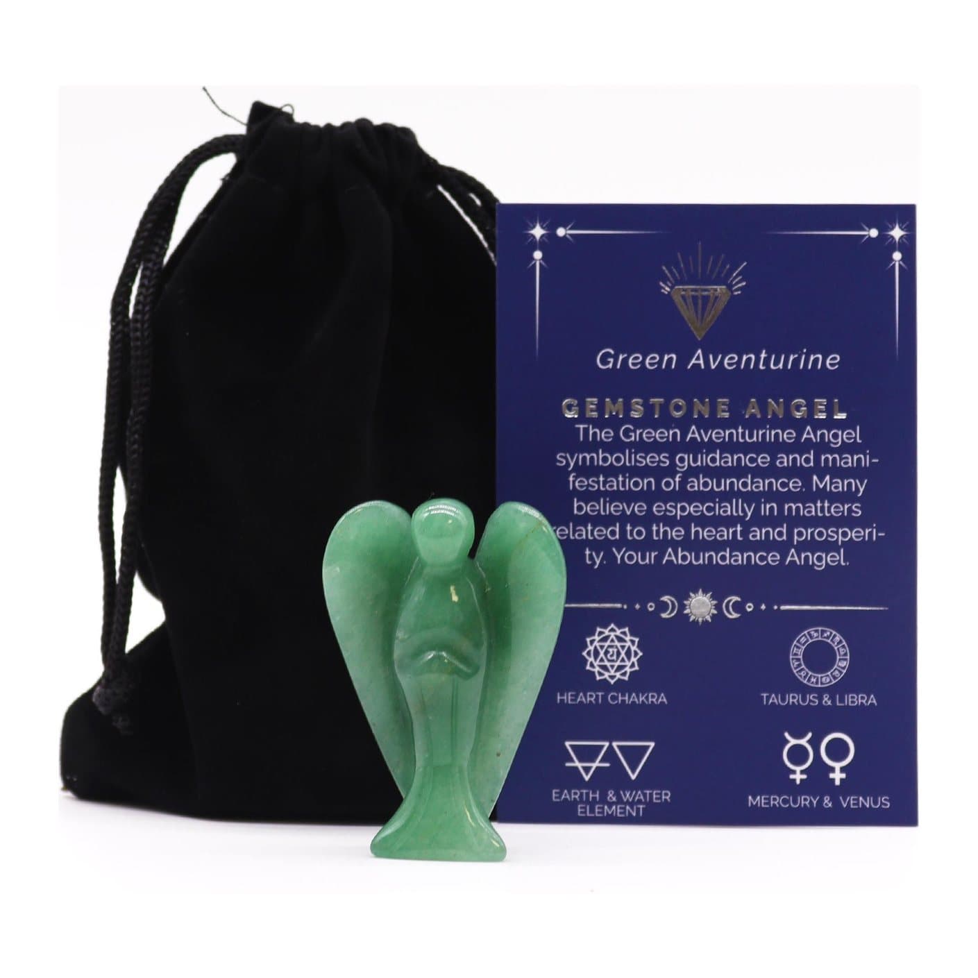 Small green aventurine gemstone angel figure