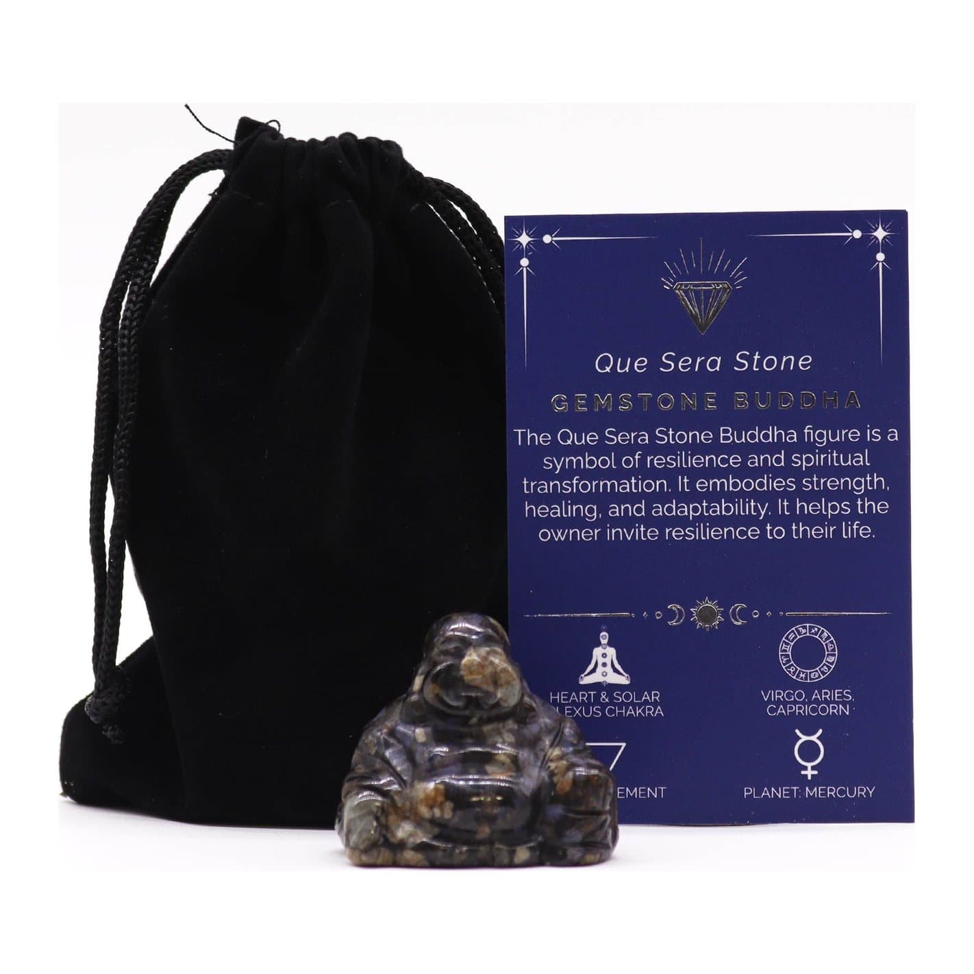 Polished gemstone Buddha figure with a serene expression