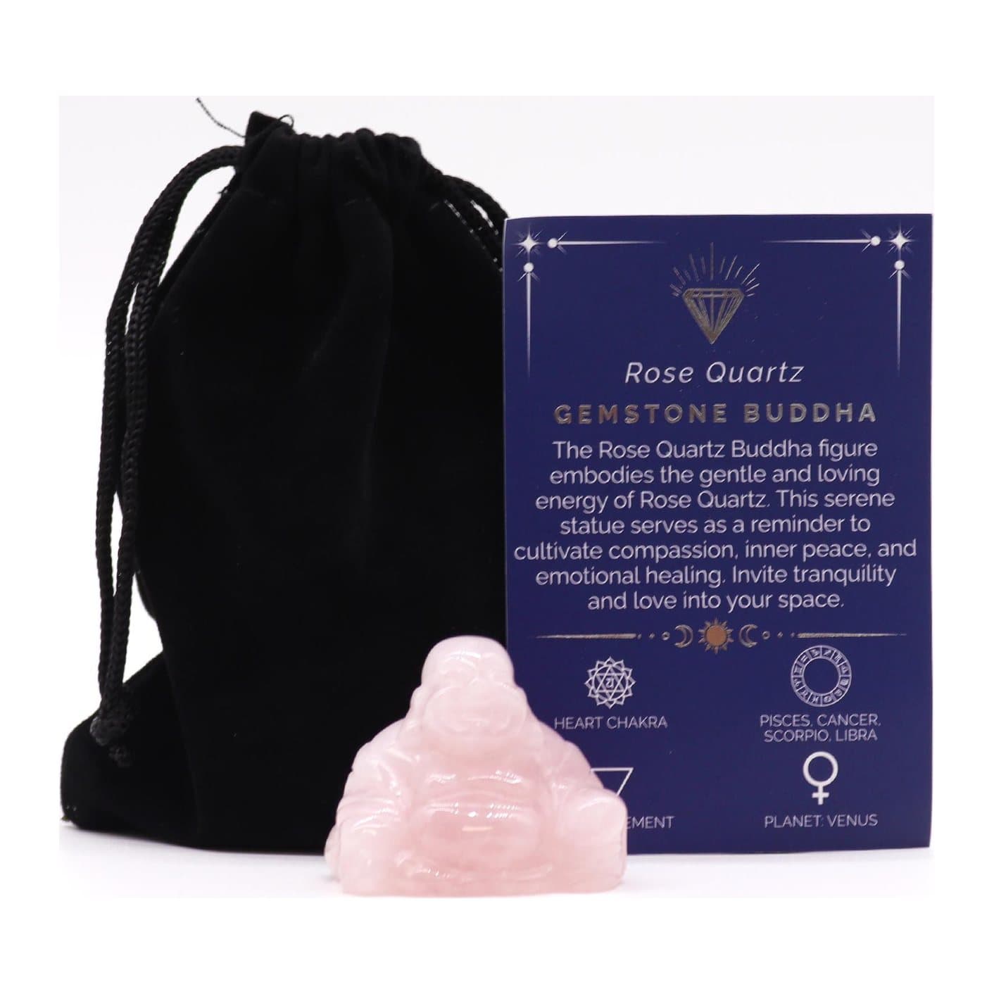 Rose quartz gemstone Buddha figure
