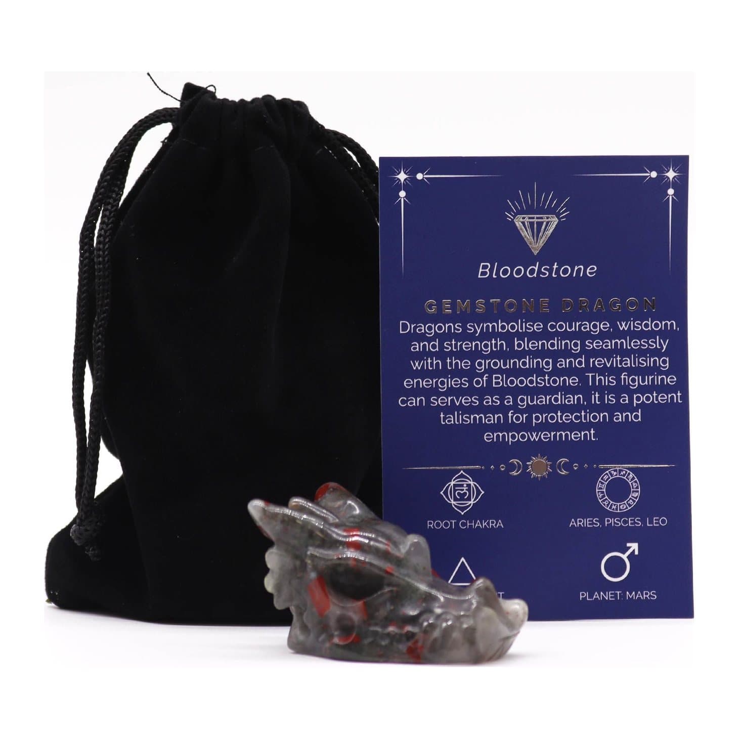 Bloodstone gemstone dragon head figure