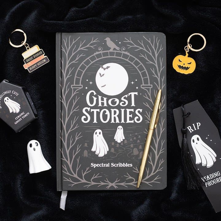 A5 Ghost Stories notebook with playful spectres and a moonlit scene