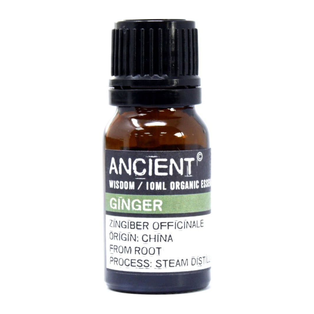 Bottle of ginger organic essential oil