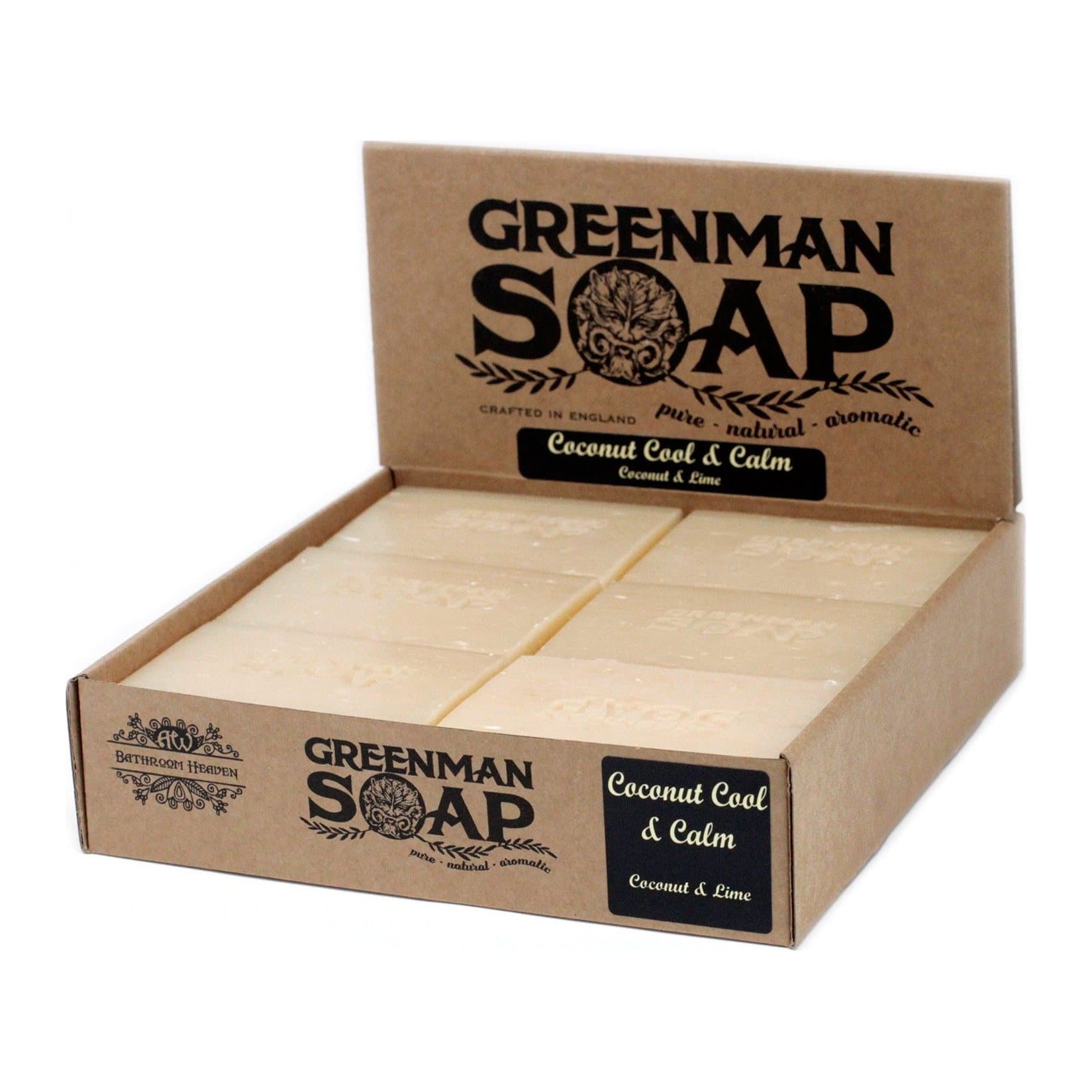 Two Greenman soap slices wrapped in waxed paper