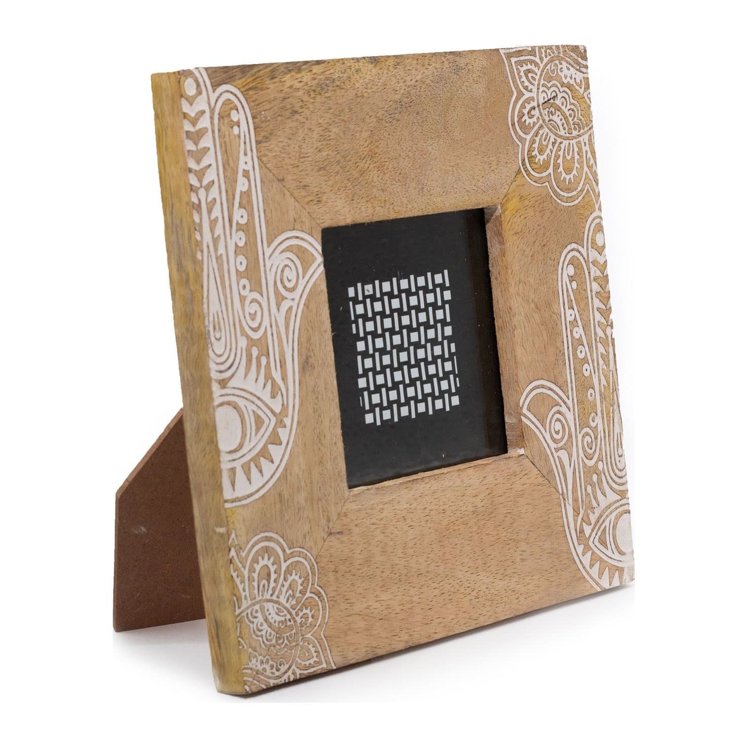 Mango wood picture frame with a hamsa design