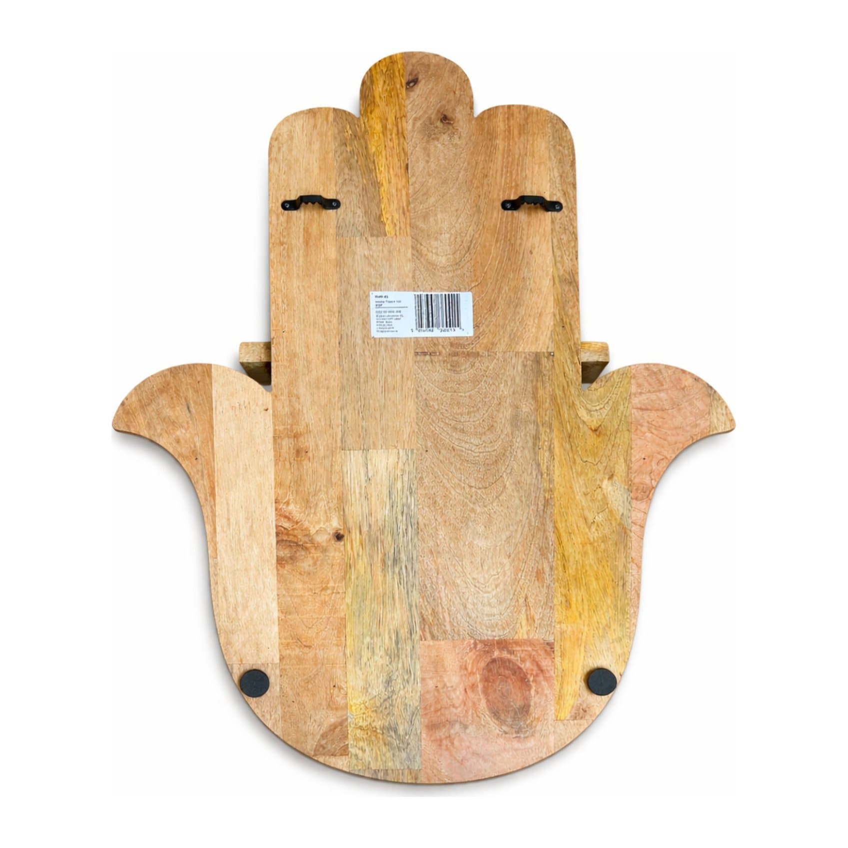 Carved mango wood hamsa hand wall shelf and whitewashed hamsa plaque