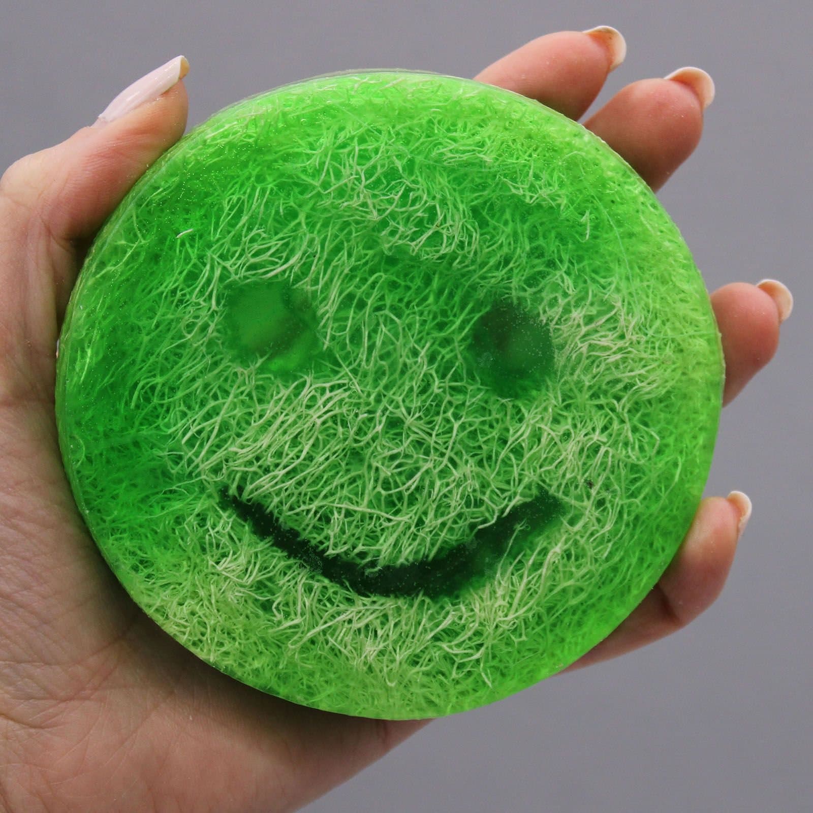 Happy Scrub Soap in fruity styles including Mango, Coconut and Purple Grape