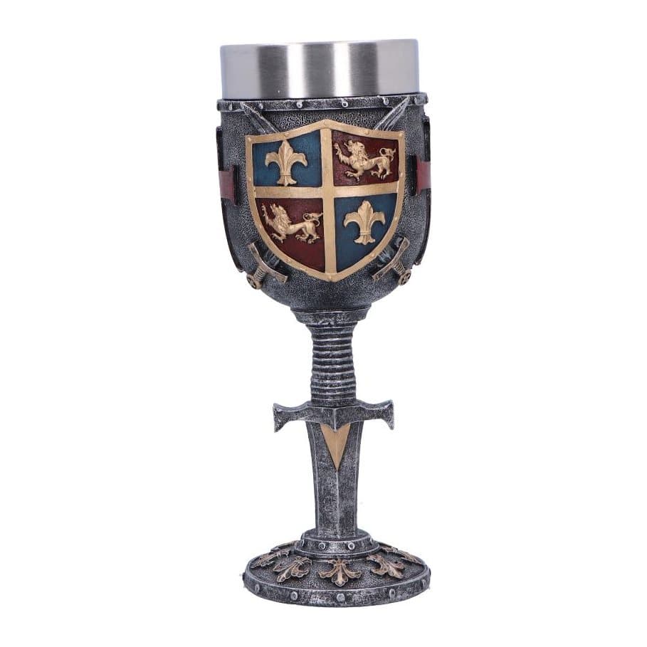 Heraldic medieval goblet in hand-painted resin with a crest insert