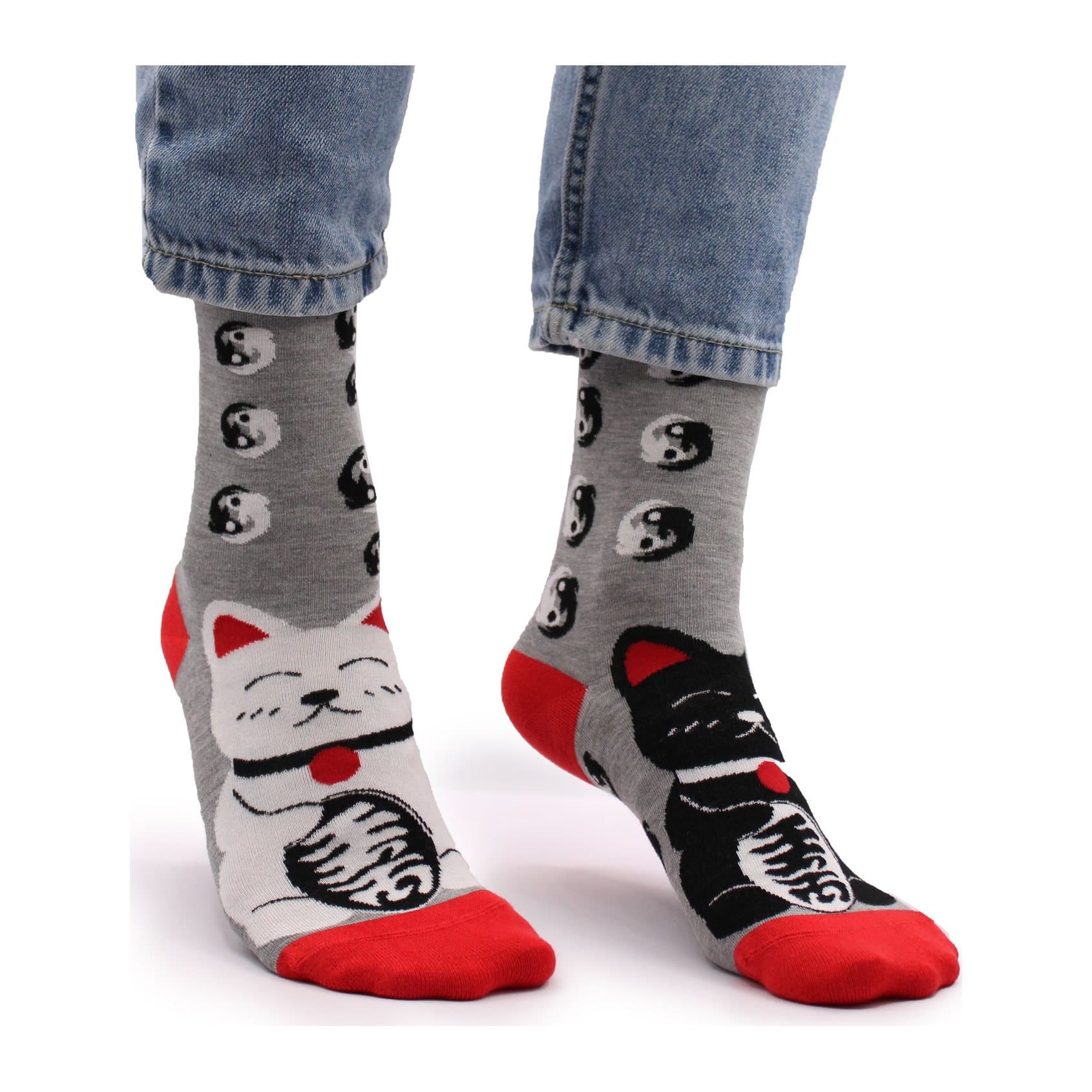 Hop Hare bamboo socks with a Lucky Cats design