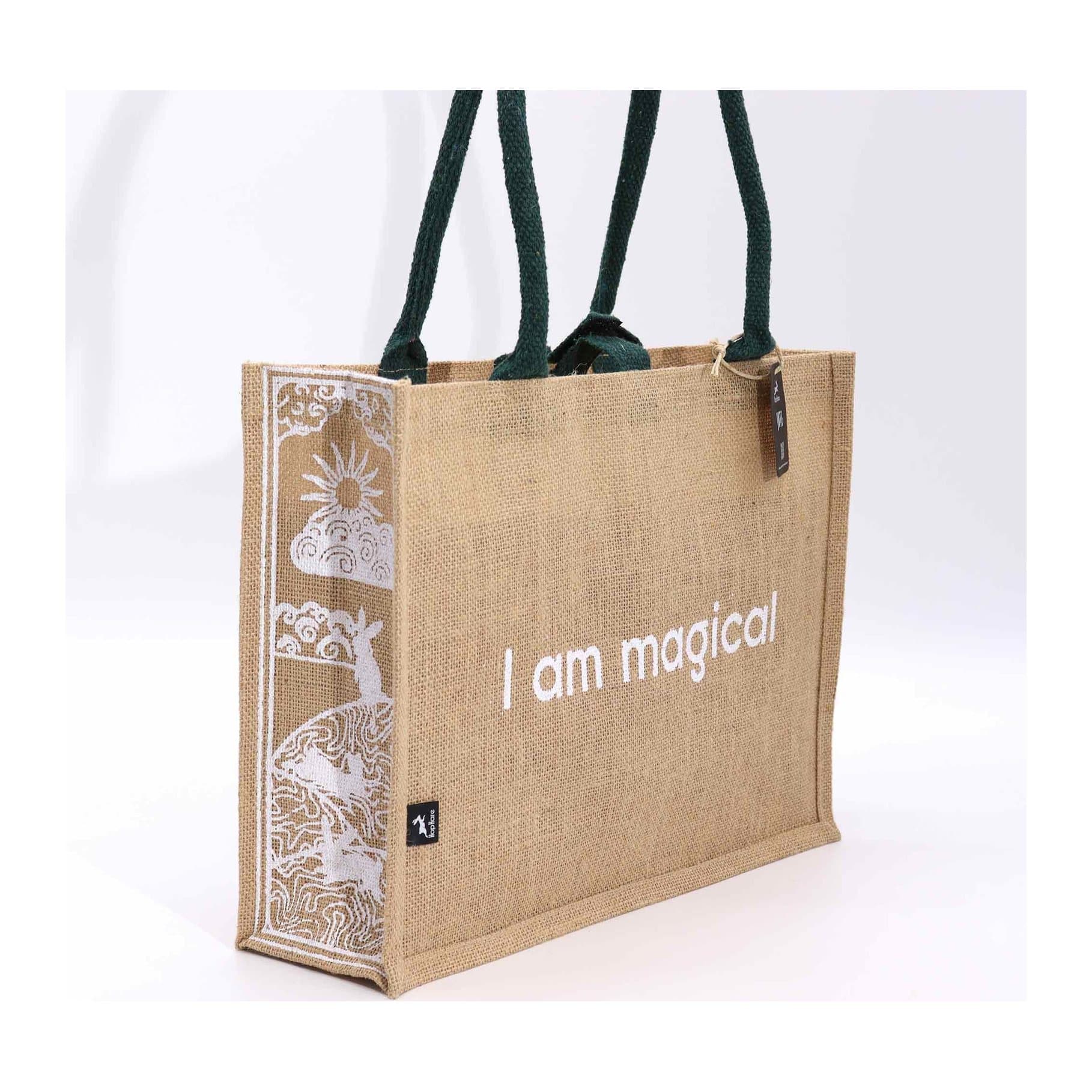 Jute big bag with a Hop Hare tarot-style design