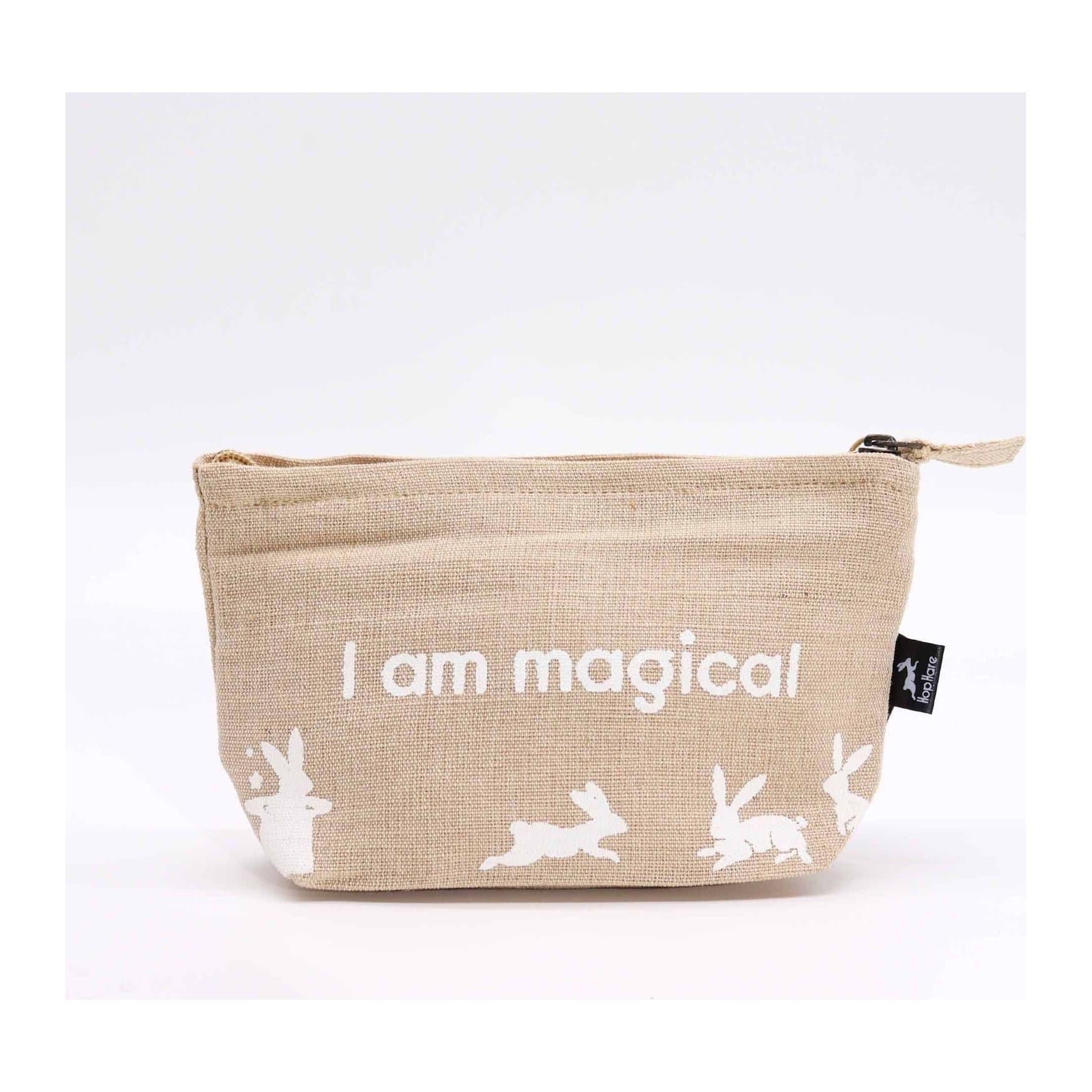 Natural jute Hop Hare pouch with an I am affirmation