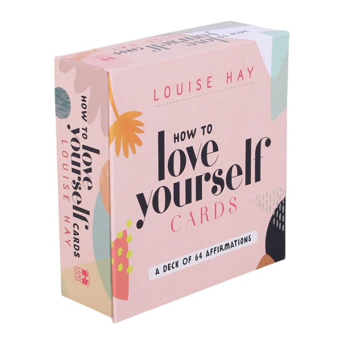 How to Love Yourself affirmation cards in a printed cardboard box