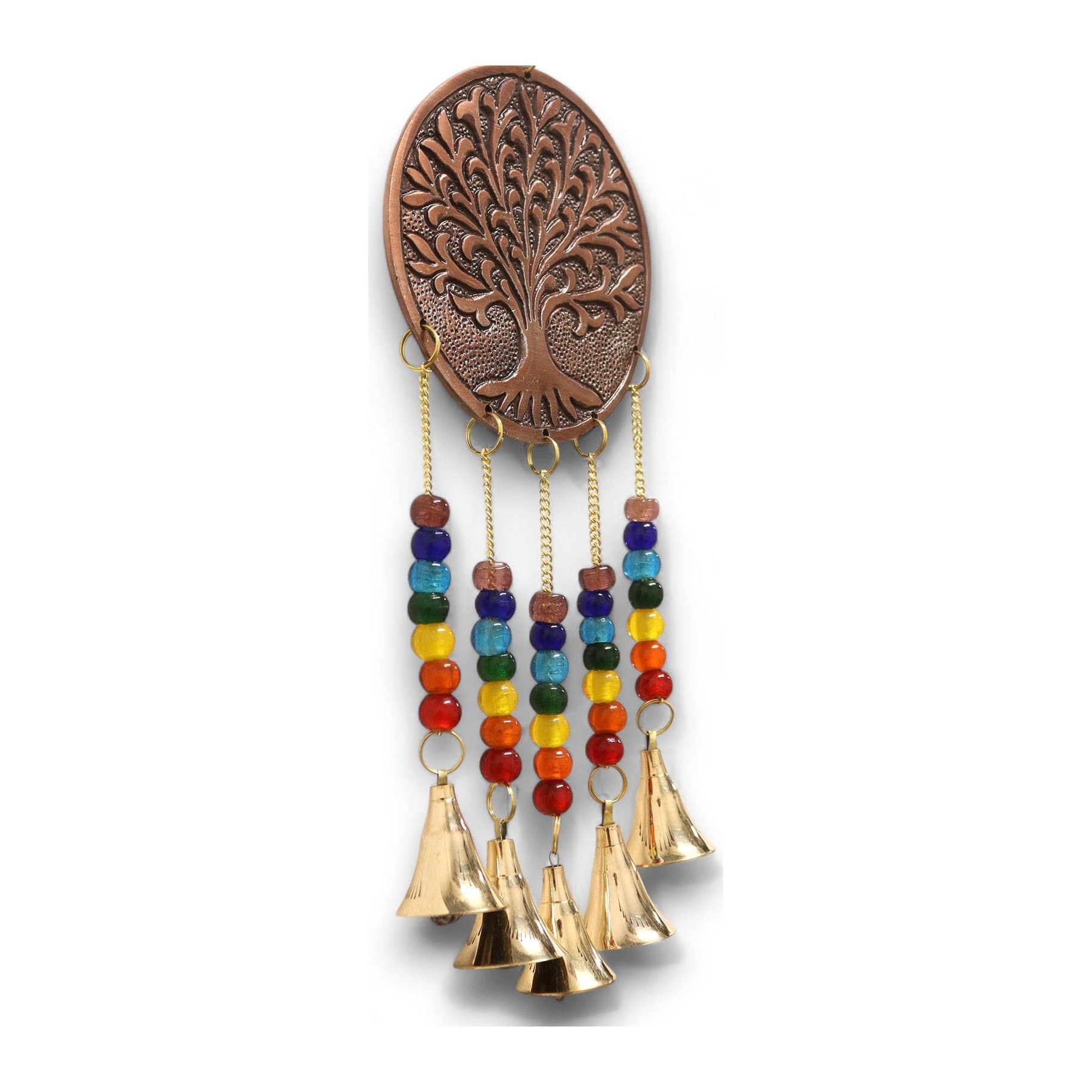 Brass Indian chime with chakra beads and bells