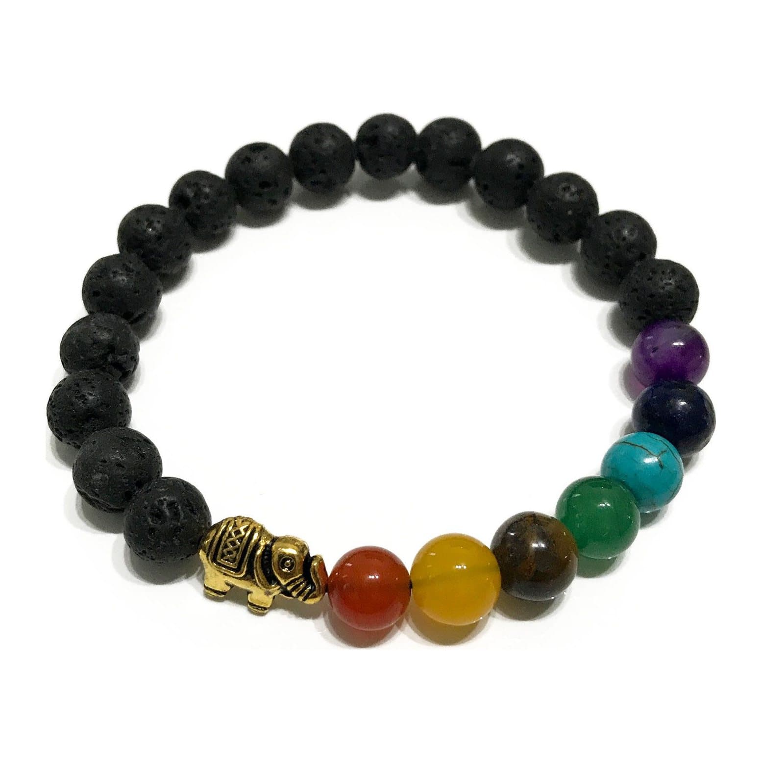 Lava stone chakra bracelet of dark porous beads