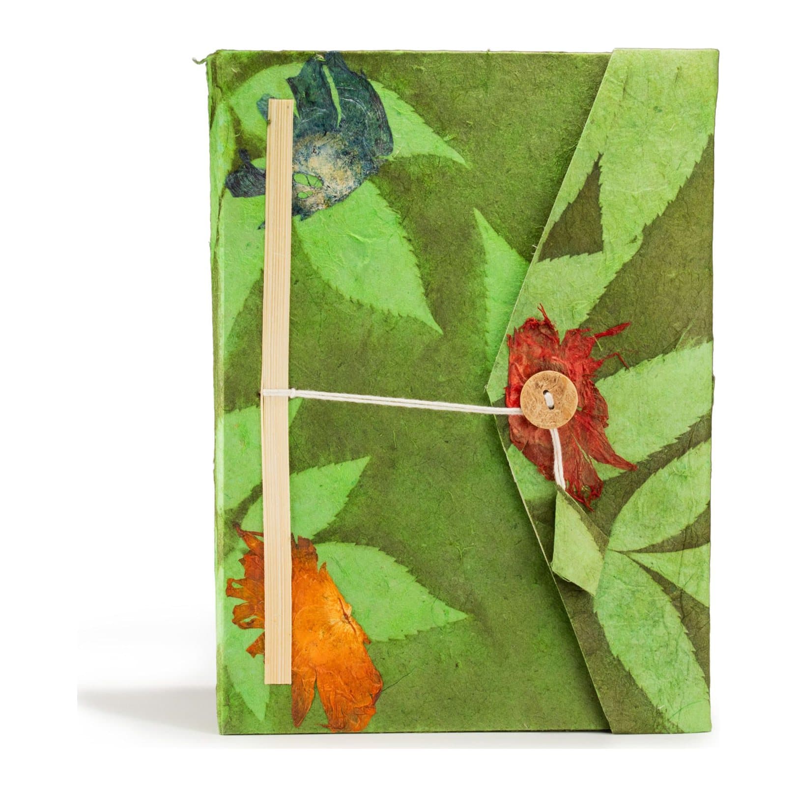 Large Lokta notebook with a layered floral cover and tie closure