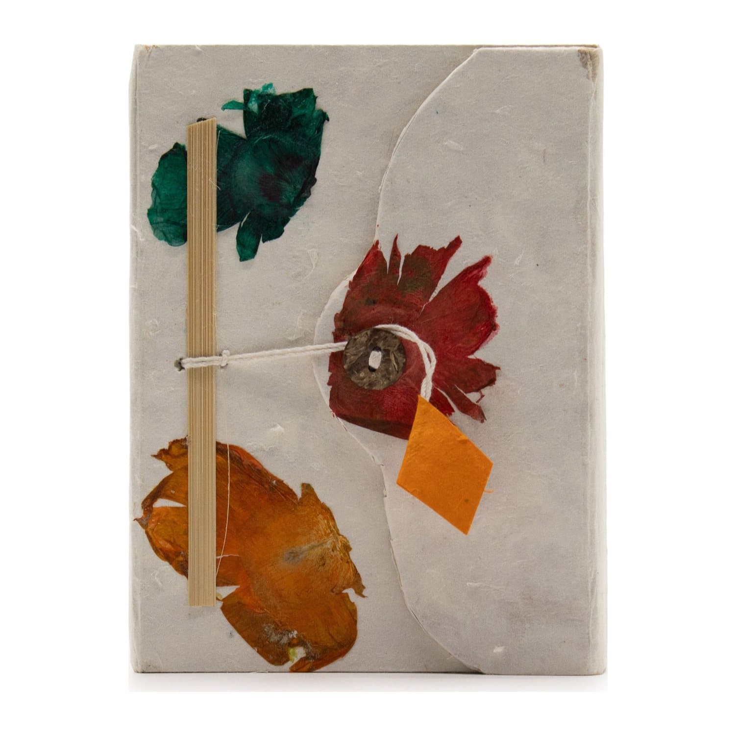Handmade Lokta notebook with pressed flowers and a button closure