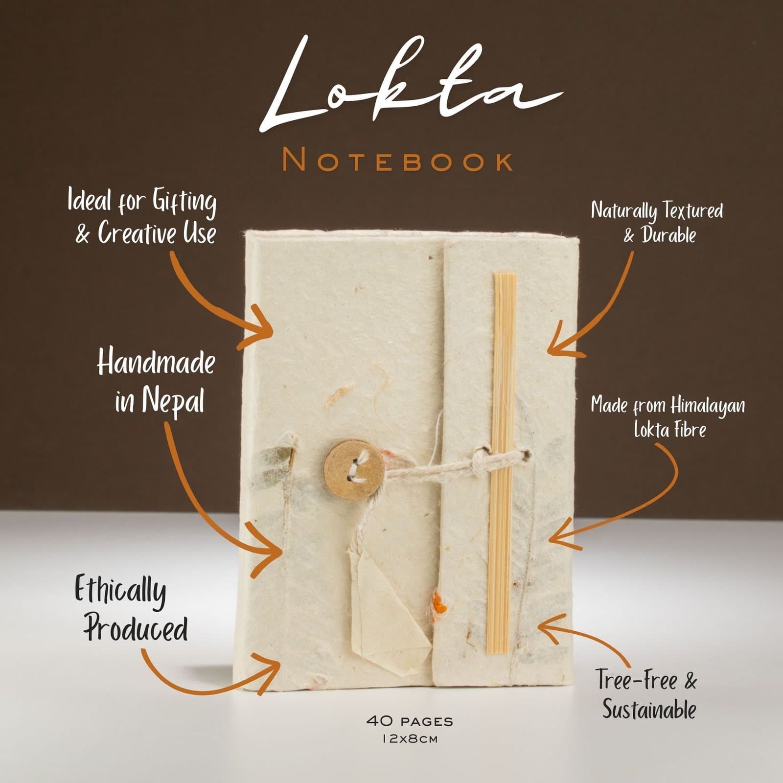 Lokta notebook with dried flowers on the cover