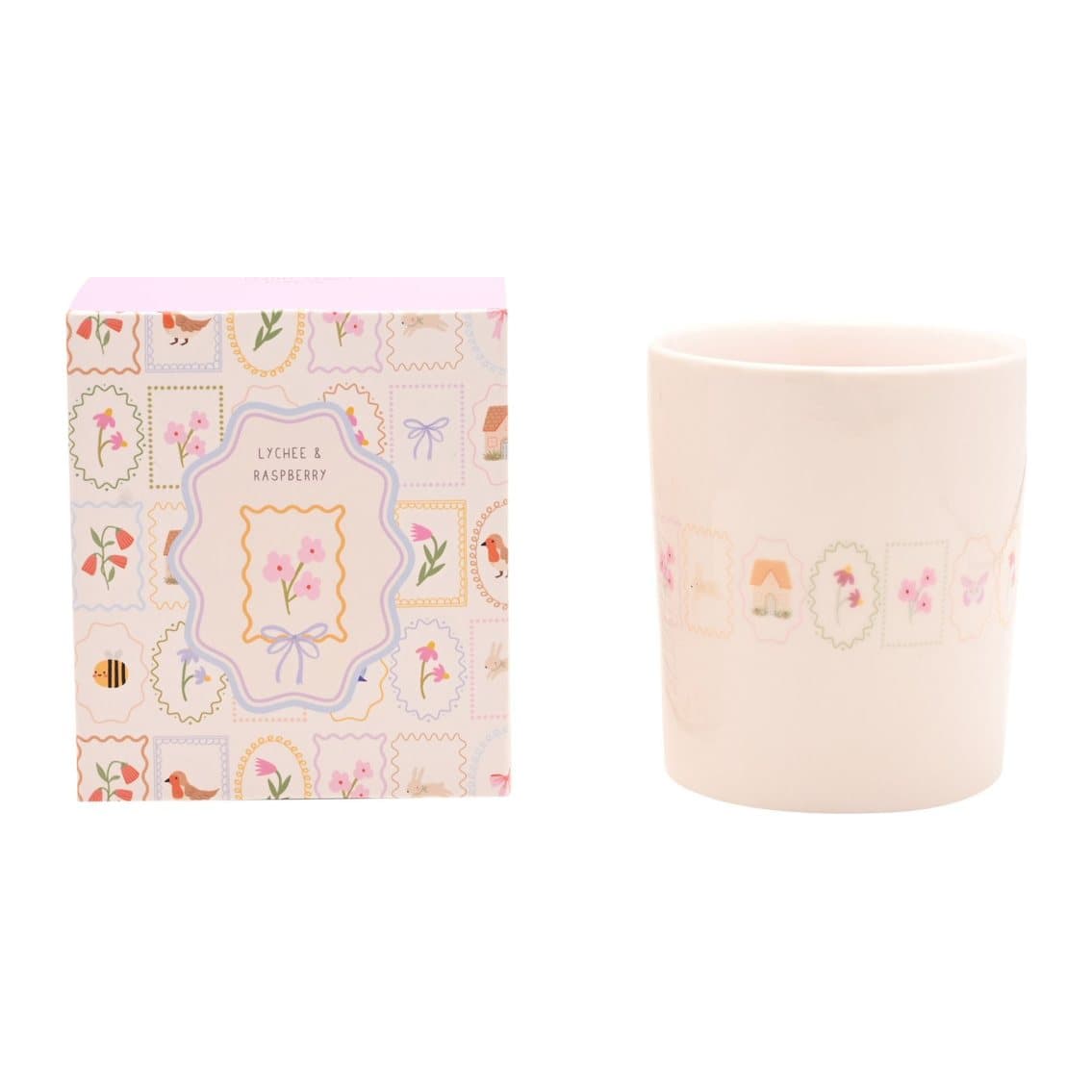 Patterned ceramic candle holder with a matching box